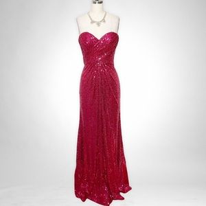 La Femme Red Sequin Strapless Formal Dress Prom Evening Gown Mermaid Size 4